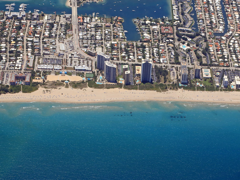 Aerial view of Riviera Beach coastline