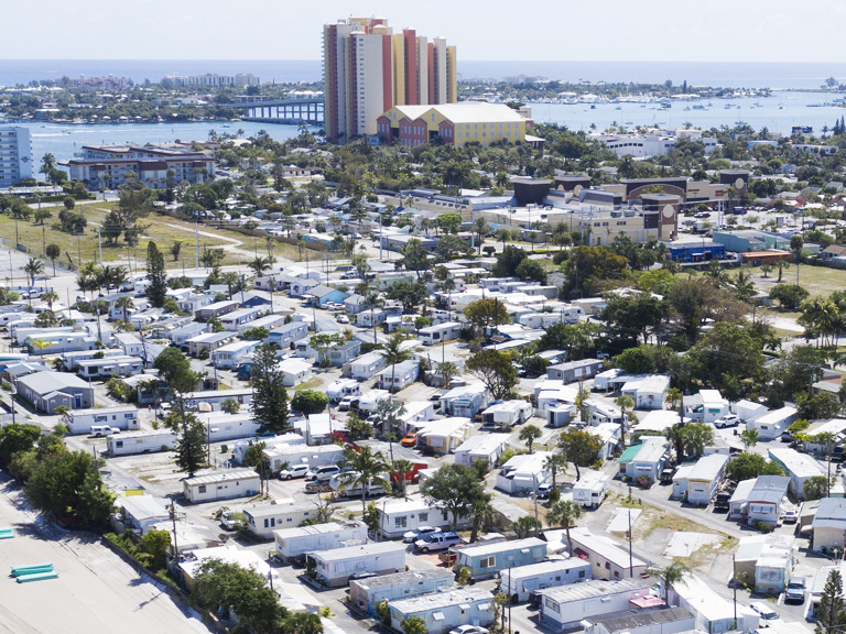 Bird eye view of mobile home community in FL