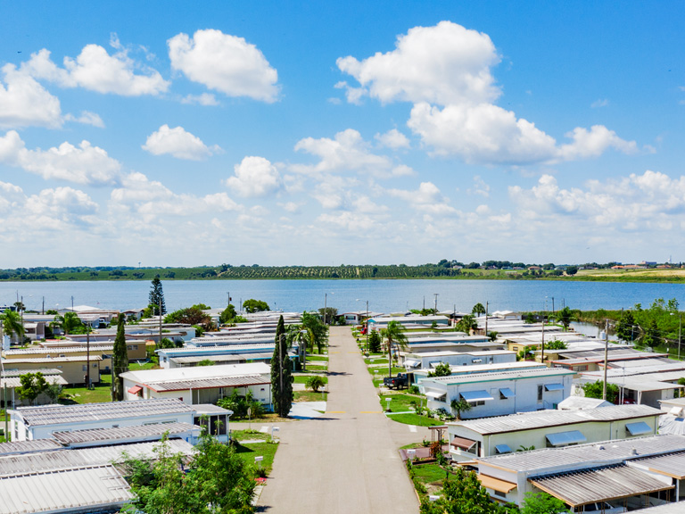 Skyline view of mobile home community